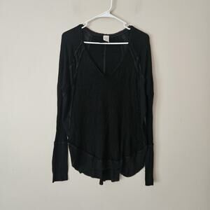 We The Free Free People Black Gauze Crochet Lace Tunic Top Boho Medium